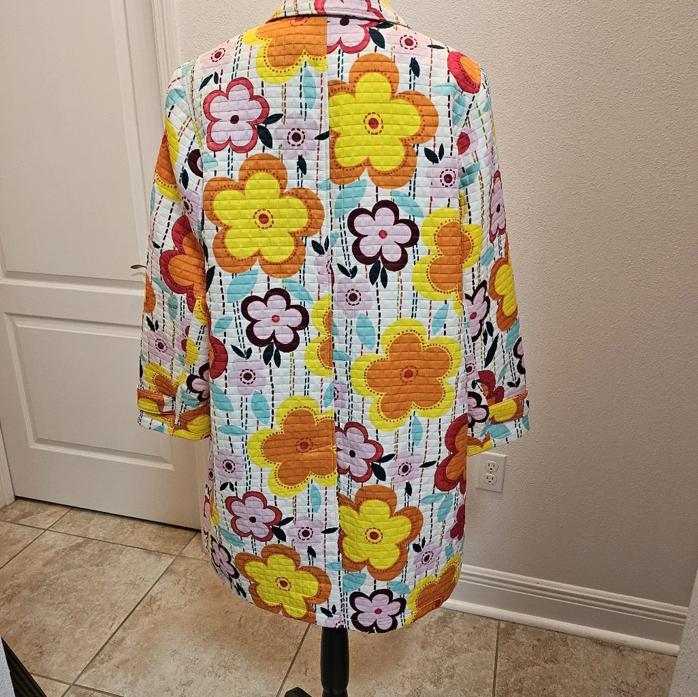 Harve Benard Quilted Mod Floral Spring Jacket Collared - Picture 3 of 5